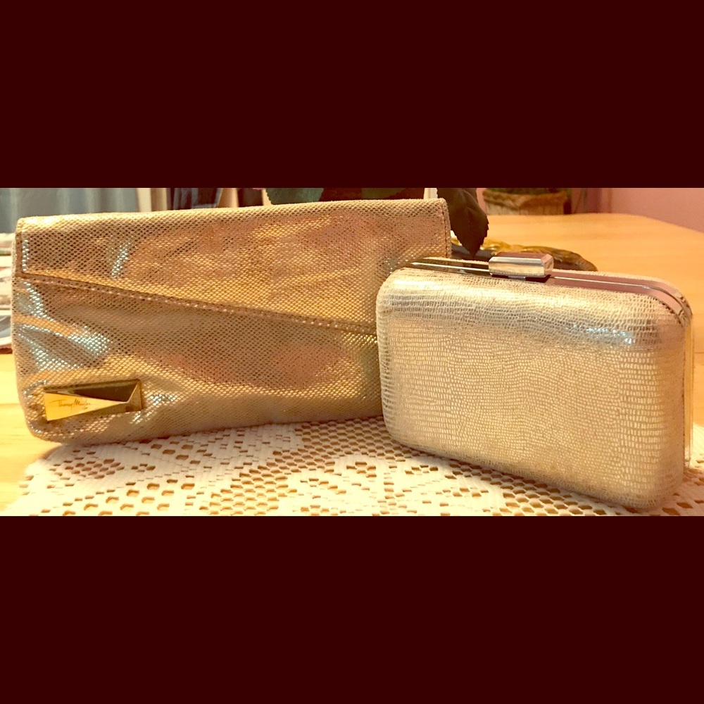 Carolee Lux clutch& Thierry Muglar clutch